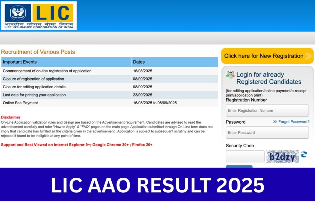 LIC AAO Result 2025, Cut Off, Scorecard